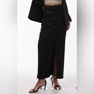 Topshop Navy Midi Skirt